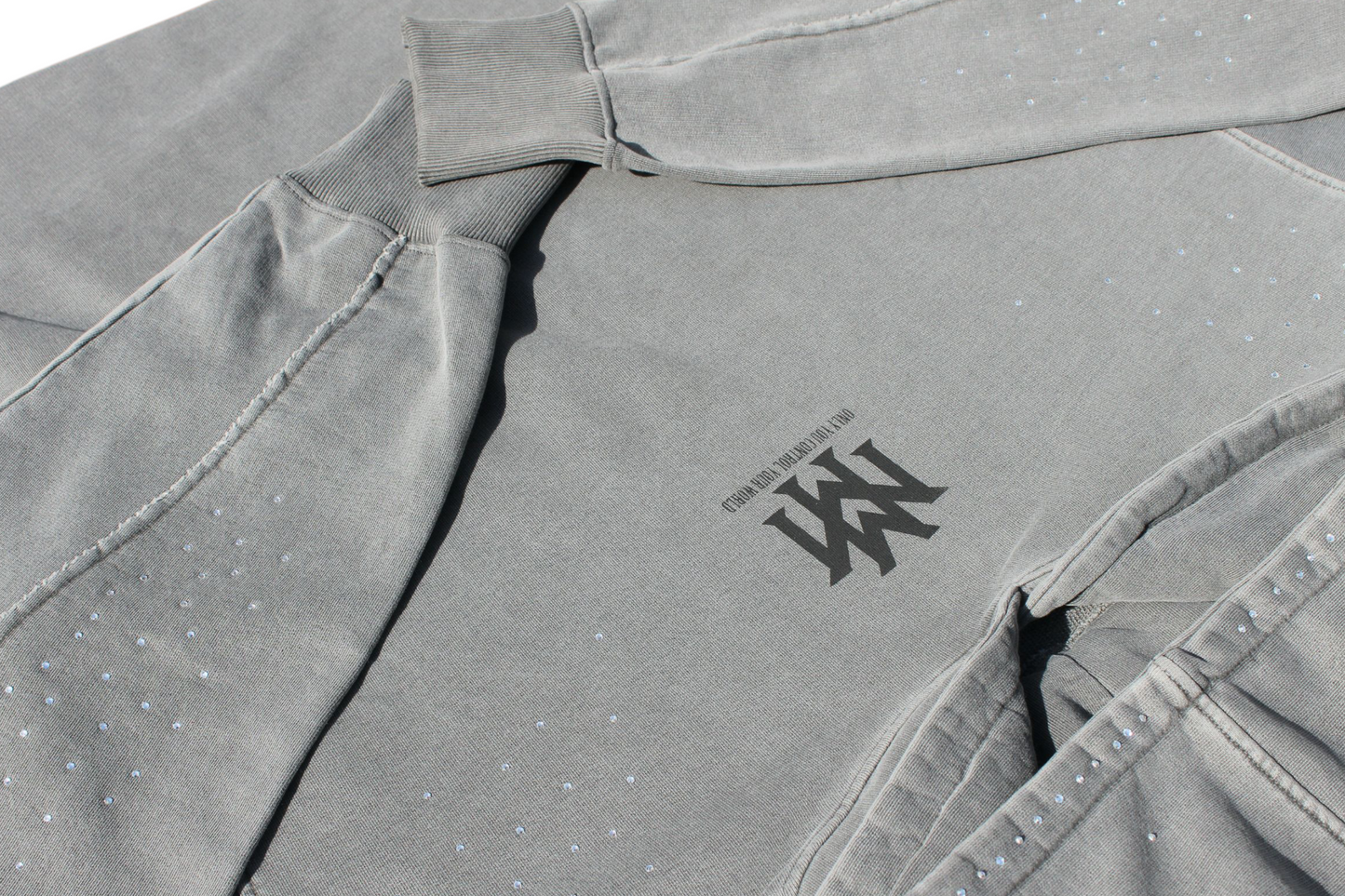 MM Snowfall Swarvoski Distressed Hoodie